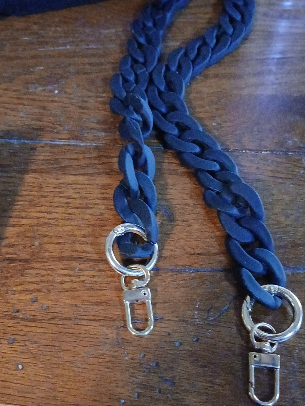 Black Matte Chain Strap with Gold Hardware - Women Accessories